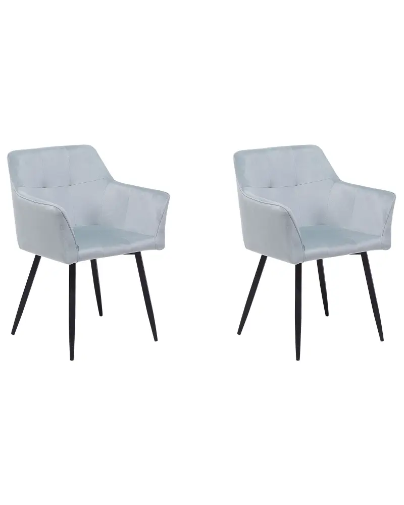 Set 2 Velvet Dining Chairs Grey JASMIN