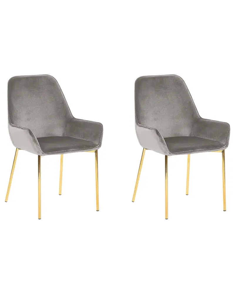 Set 2 Velvet Dining Chairs Grey LOVERNA