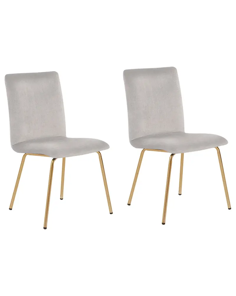 Set 2 Velvet Dining Chairs Grey RUBIO