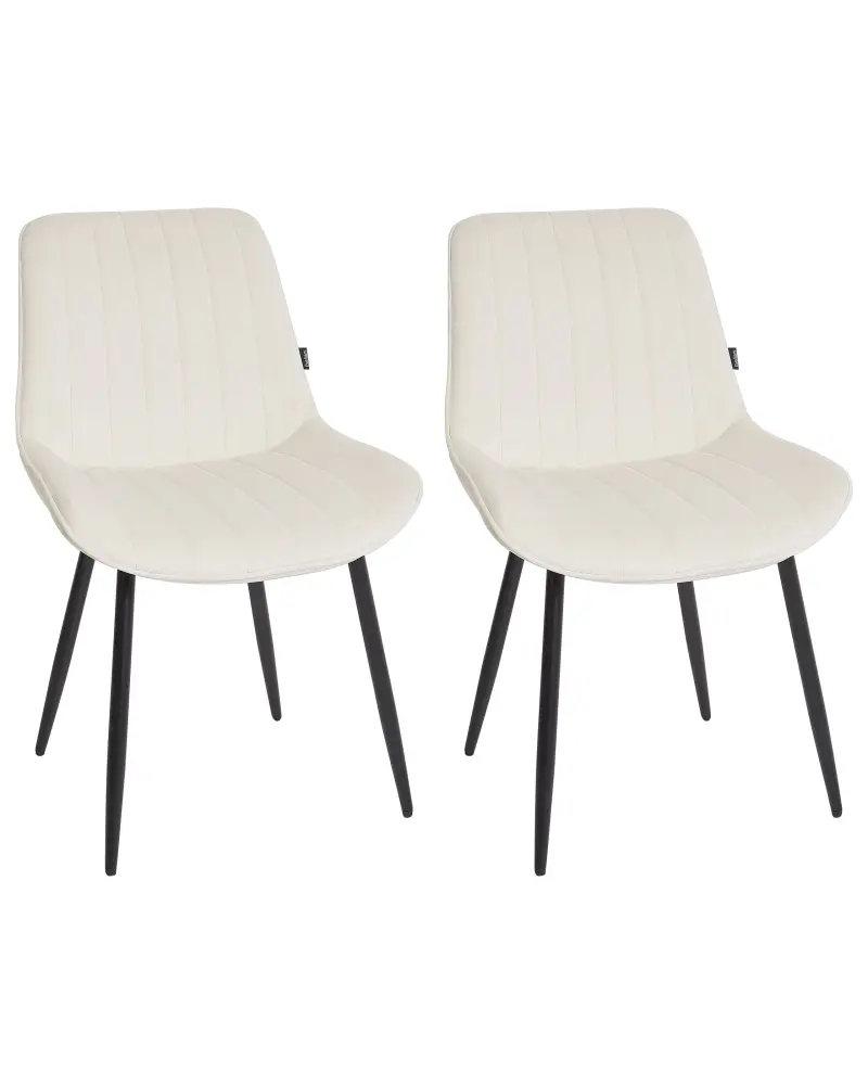 Set 2 Velvet Dining Chairs Light Beige DUBROVNIK