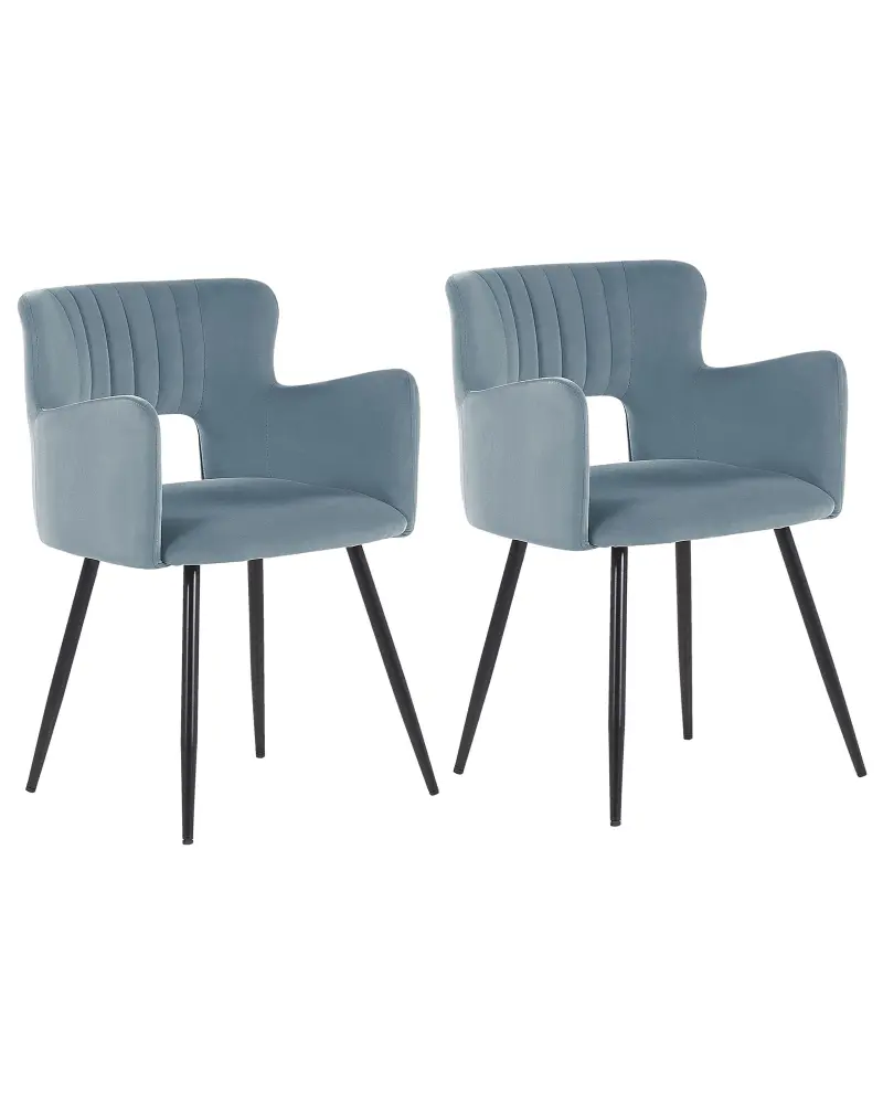 Set 2 Velvet Dining Chairs Light Blue SANILAC