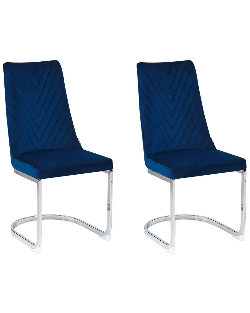 Set 2 Velvet Dining Chairs Navy Blue ALTOONA