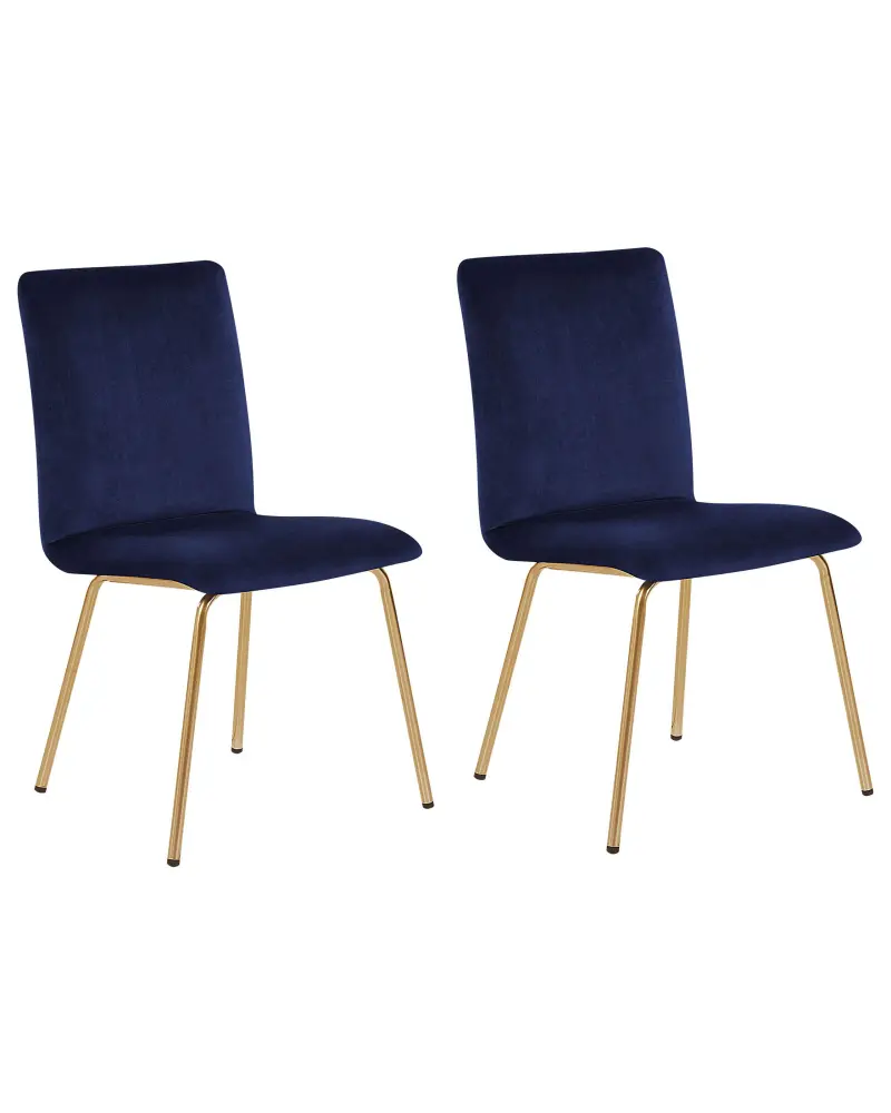 Set 2 Velvet Dining Chairs Navy Blue RUBIO
