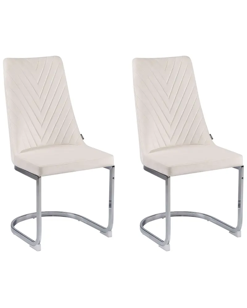 Set 2 Velvet Dining Chairs Off-white ALTOONA