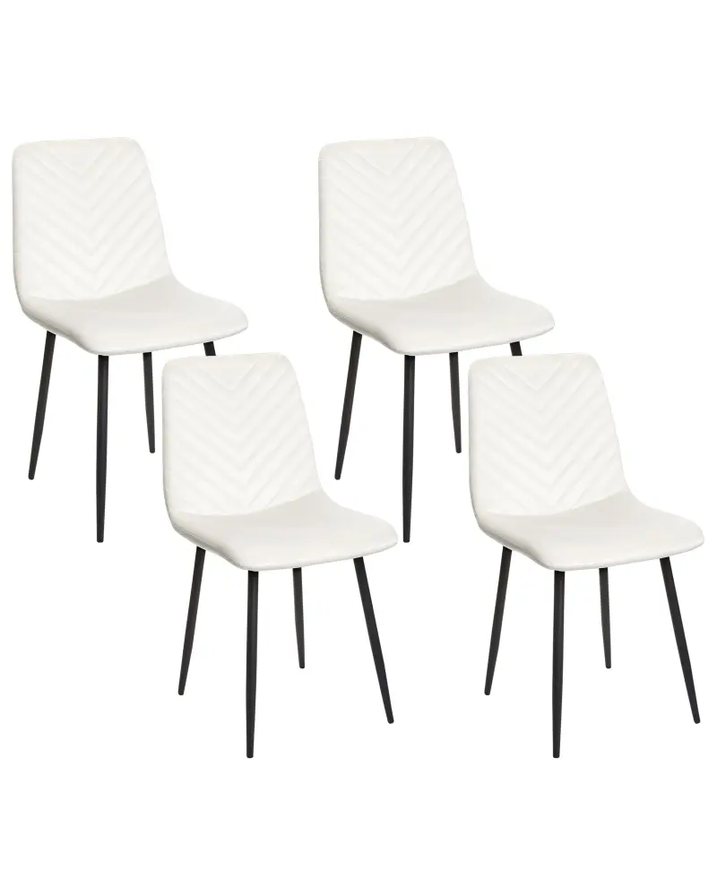 Set 4 Velvet Dining Chairs Off-White HAVRE