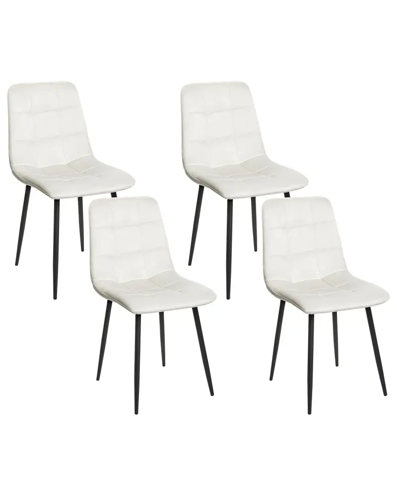 Set 4 Velvet Dining Chairs Off-White POWELL