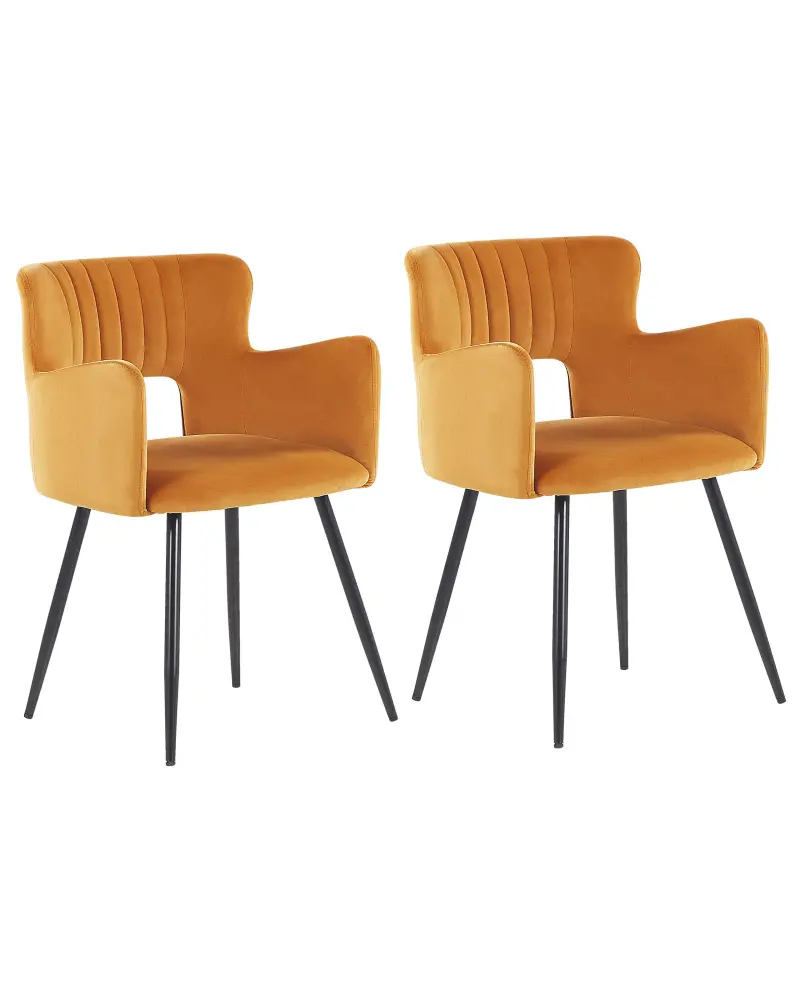 Set 2 Velvet Dining Chairs Orange SANILAC