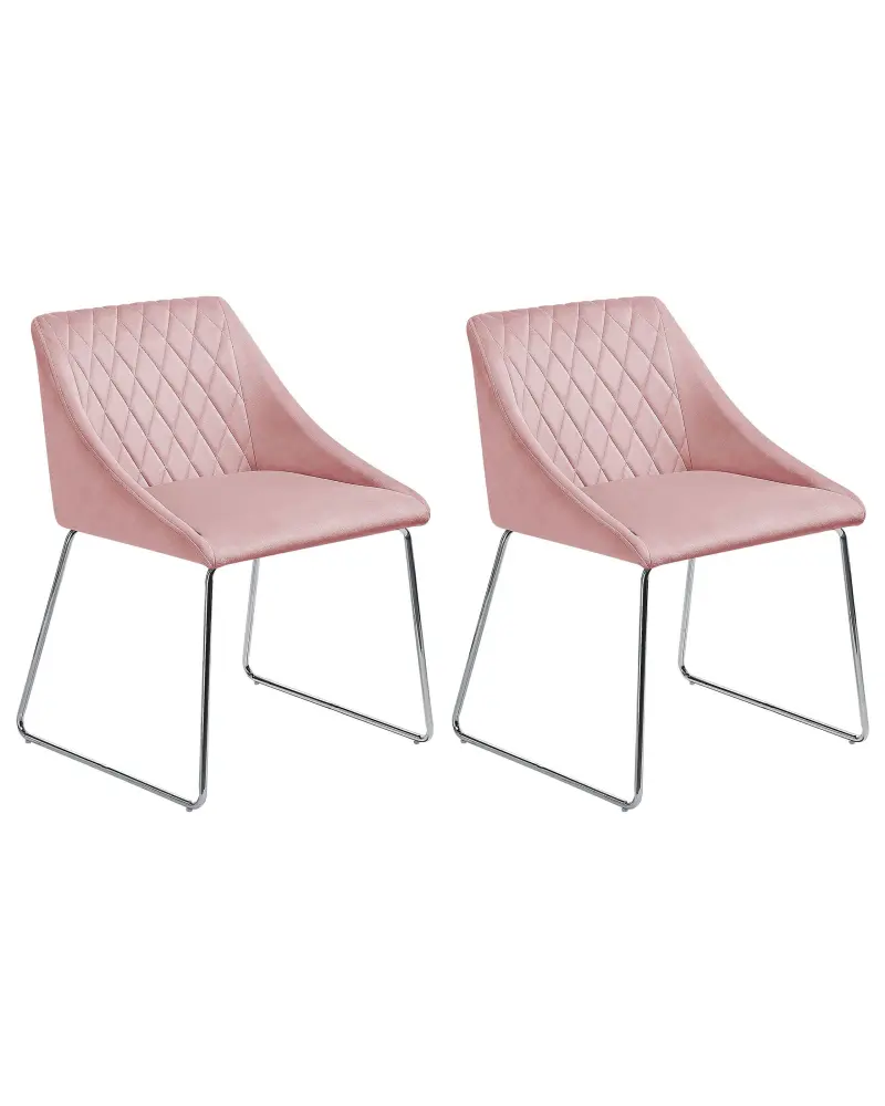 Set 2 Velvet Dining Chairs Pink ARCATA