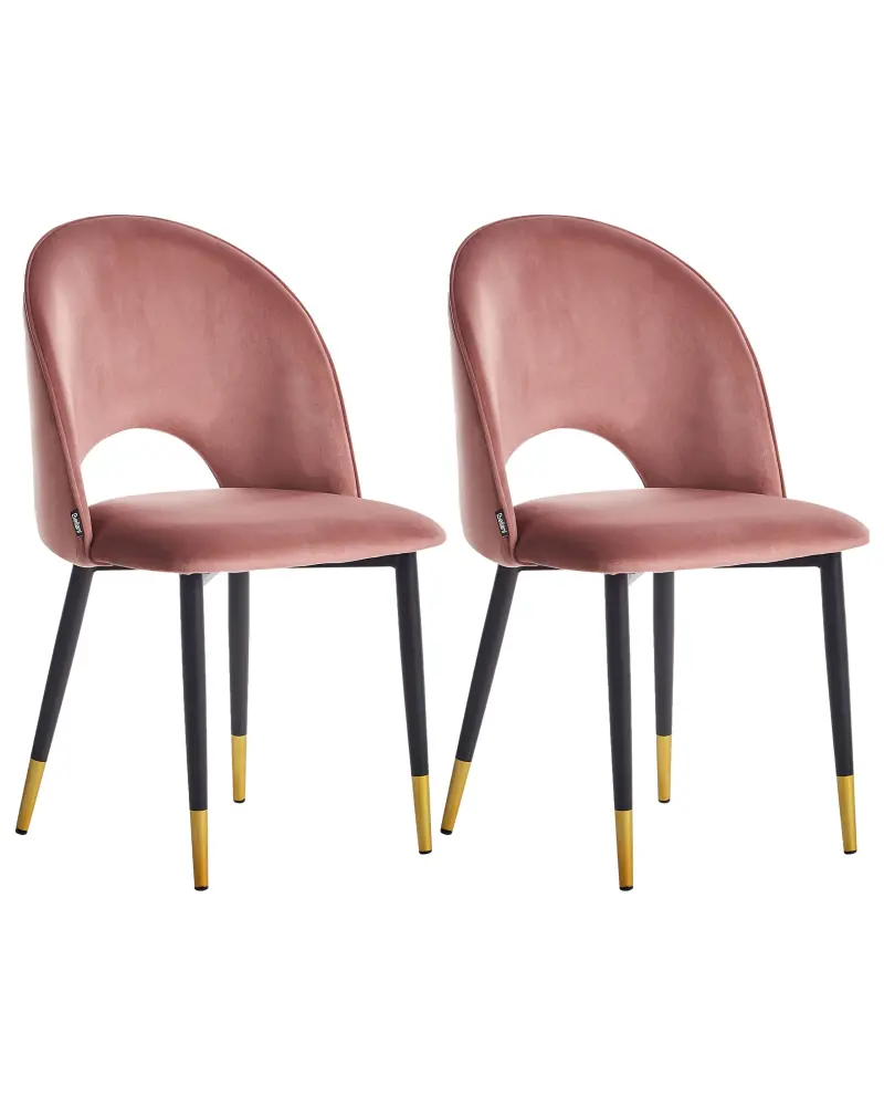 Set 2 Velvet Dining Chairs Pink MAGALIA