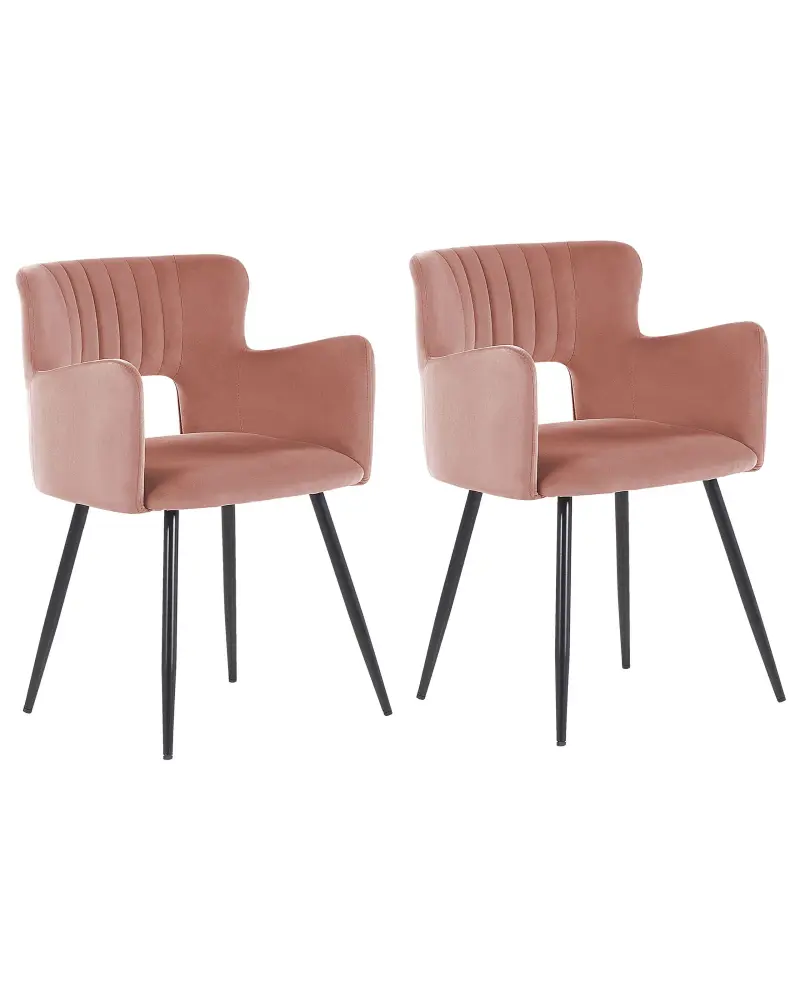 Set 2 Velvet Dining Chairs Pink SANILAC