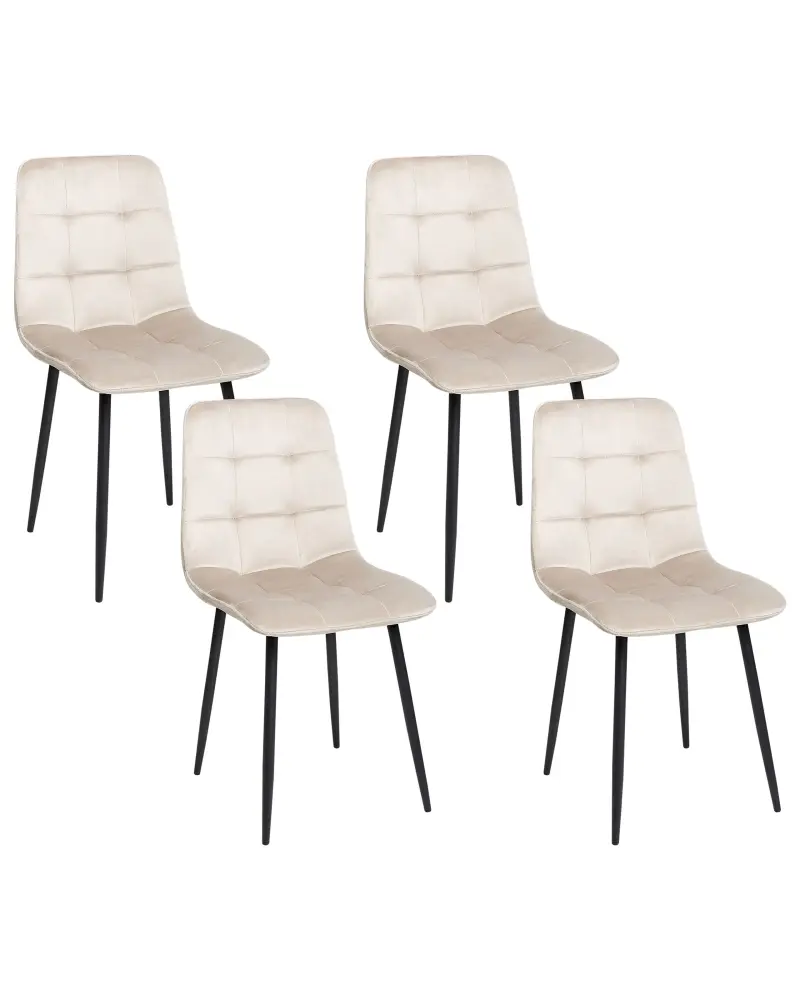 Set 4 Velvet Dining Chairs Taupe POWELL