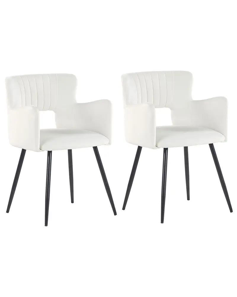 Set 2 Velvet Dining Chairs White SANILAC