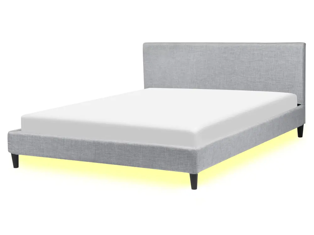 Cama LED tela fitou 160 x 200 cm gris preciso con Barrera Impermeable