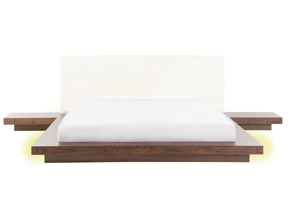 Organizador de almohadas Cama LED zen 160 x 200 cm fresno marrón