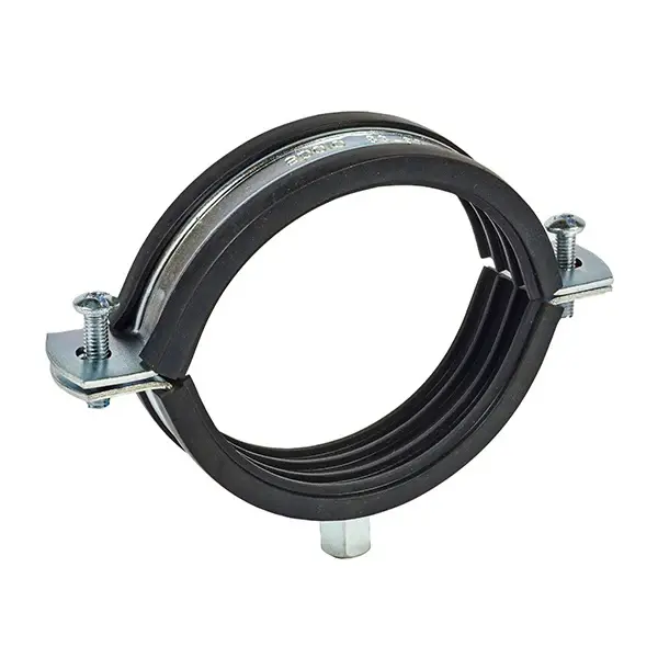 Abrazadera isofónica Ø 90 mm + tornillo M10 + taco FX12 acero 2 uds