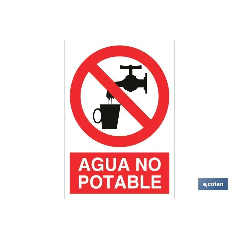 Señal adhesivo 148x105mm. Agua no potable Cofan