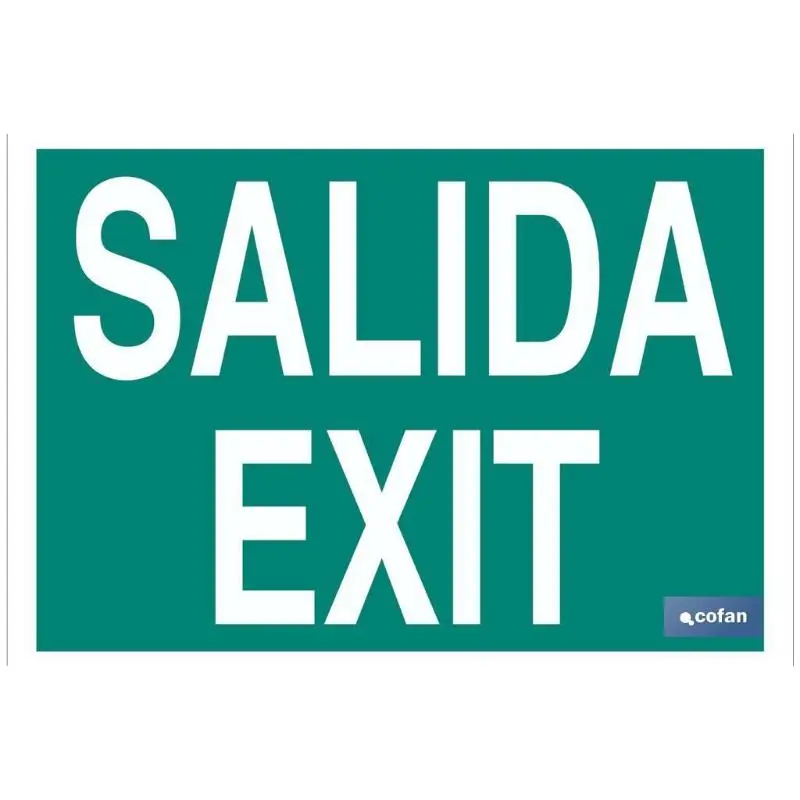 Señal luminiscente 210x148mm. Señal salida / exit Cofan
