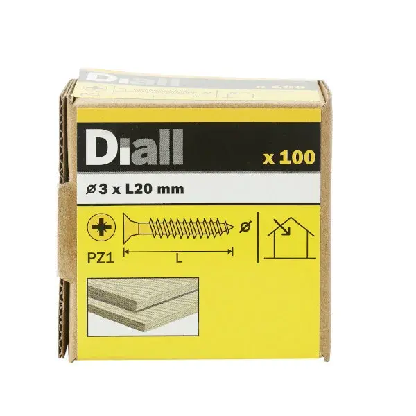 100 Tornillos para madera PZ 3x20 mm Diall
