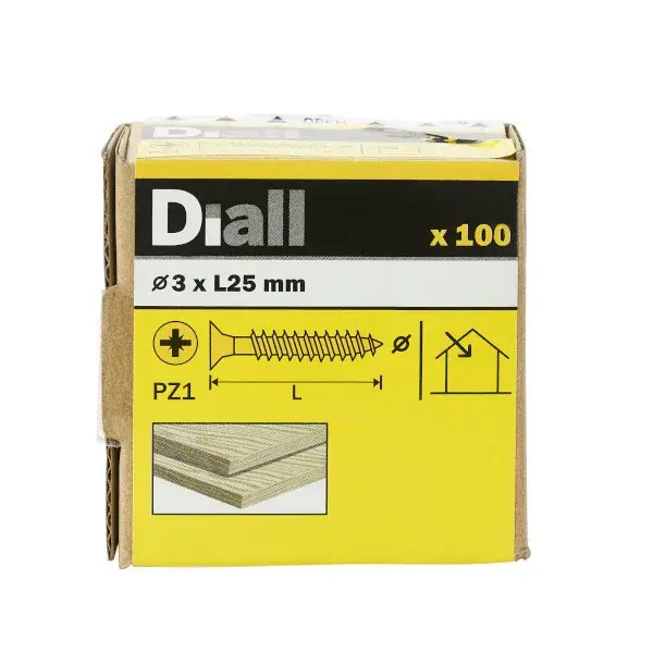 100 Tornillos para madera PZ 3x25 mm Diall