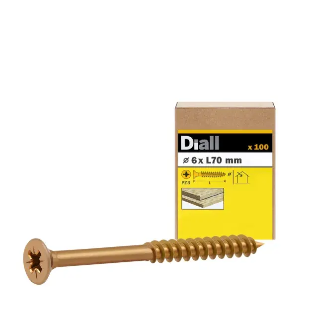 100 TORNILLOS PARA MADERA ABI PZ 6x70 MM DIALL