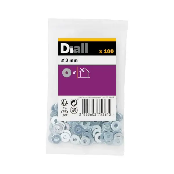 Arandela ancha m3 diall 100 uds