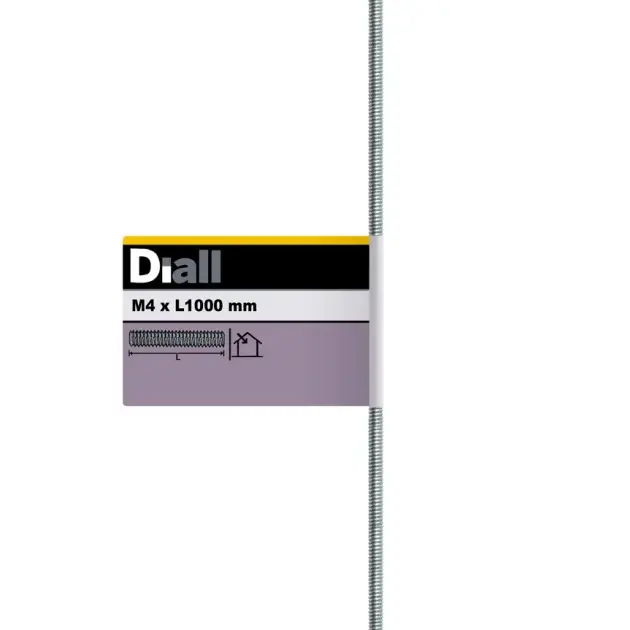 Varilla roscada de acero 1 m x ø 4 mm diall