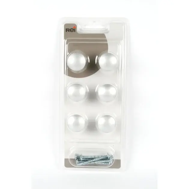 Pack 6 pomos 25 mm aluminio mate