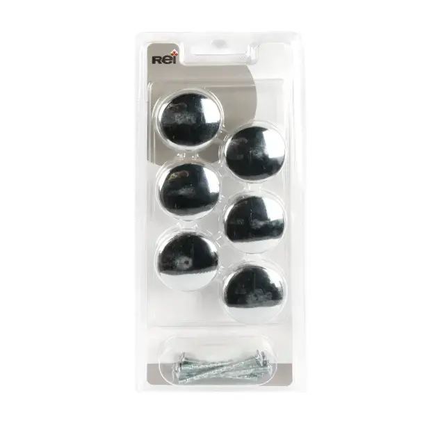 Pack 6 pomos zamak 33 mm 756 cromo brillo