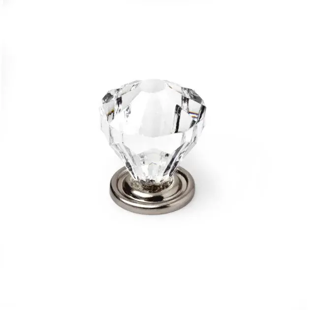 Pomo 30 mm cristal facetado y níquel