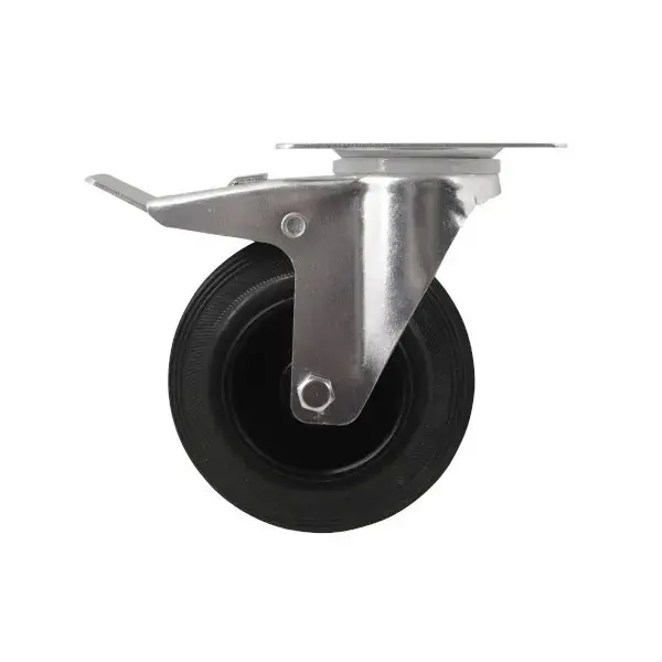 Rueda giratoria ø 12,5 cm con pletina y freno