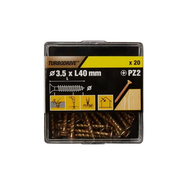 20 tornillos para madera PZ premium 3,5x40 mm Turbodrive