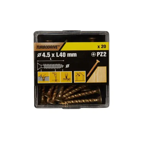 20 tornillos para madera PZ premium 4,5x40 mm Turbodrive