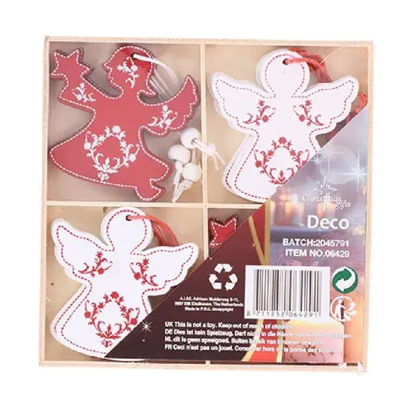 Colección Edición Limitada Figuras de madera navideñas colgantes ángeles 12 piezas