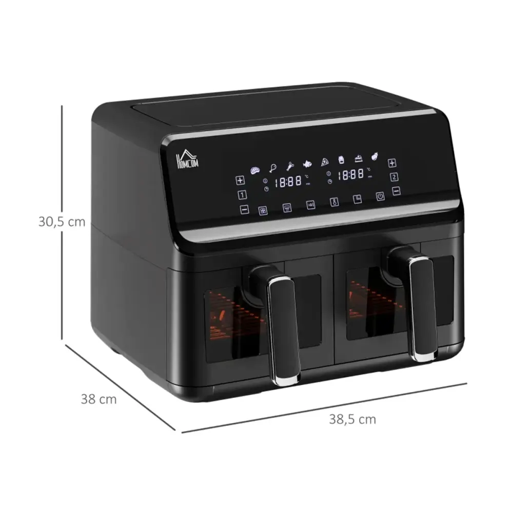 Freidora de aire Aney Homcom 8L 2500W 8 programas pantalla LED táctil negro