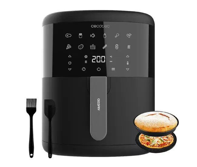 Freidora de aire Cecotec Cecofry Bombastik 6000 Full 1700W 6L 12 modos de cocinado con accesorios negro