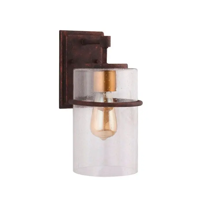 Zen Premium Lampara de pared Eglo clásico Brandel chica color oxido y vidrio con burbujas de aire