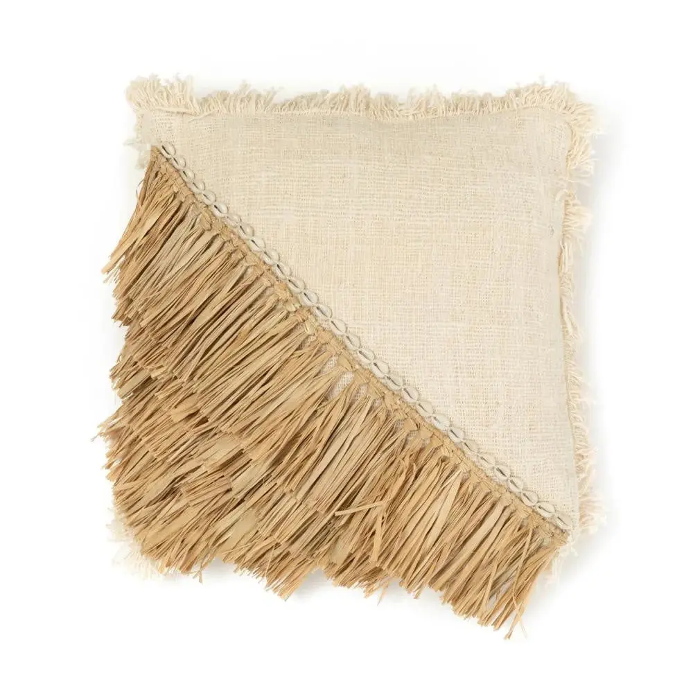 Funda de cojín de algodón Bazar Bizar De Rafia-Blanco Naturel - 60x60 con Garantí de 2 ños