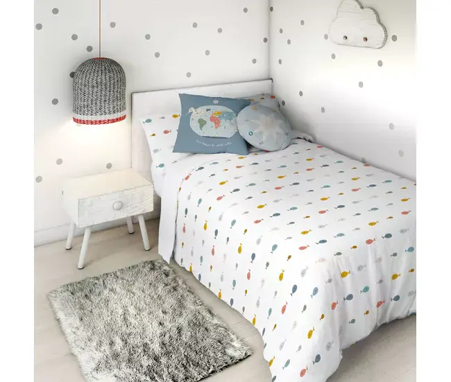 FUNDA NÓRDICA BIDIRECCIONAL MAPA MUNDI CAMA 90