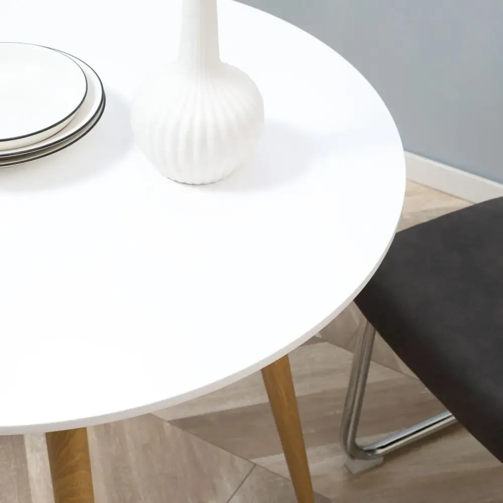 Mesa de comedor Branke Homcom 2 personas blanco Ø72x75 cm