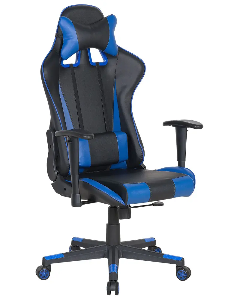 Faux Leather Reclining Office Chair Black Blue GAMER