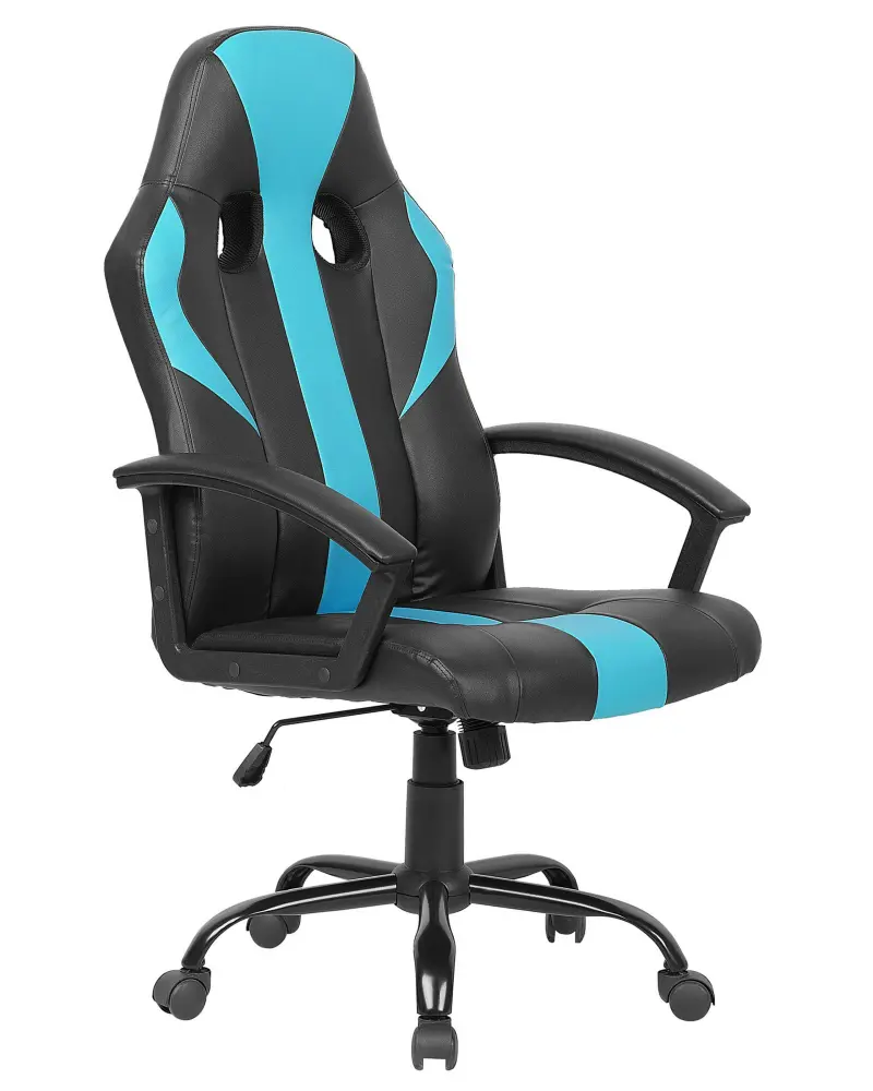 Swivel Faux Leather Office Chair Blue SUCCESS
