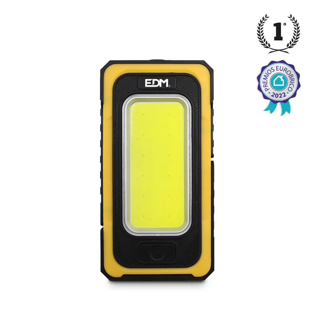 Linterna LED Solar y Baterí Portátil Solar Recargable con Gancho e Imán COB 10W 750lm con Sensor Crepuscular Automático