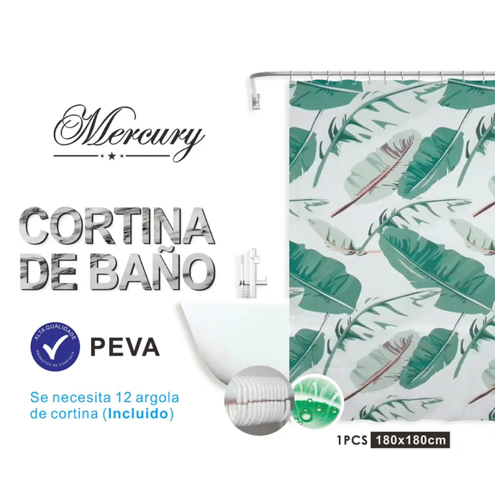 Cortina de baño impermeable de diseño contemporáneo - Hojas