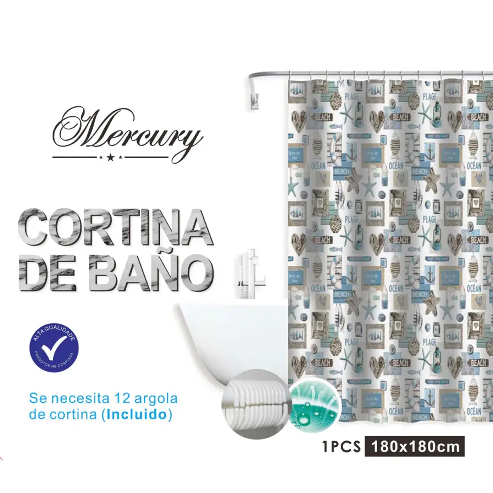 Cortina de baño impermeable de diseño innovador - Océano