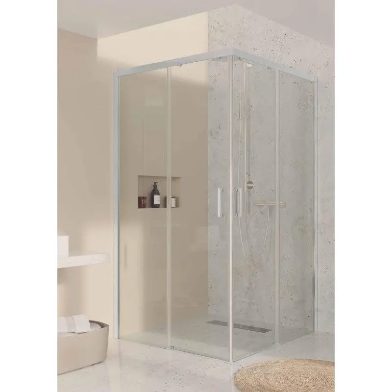 Mampara rectangular, 80x140x195 cm, vidrio de seguridad 6mm. Antical