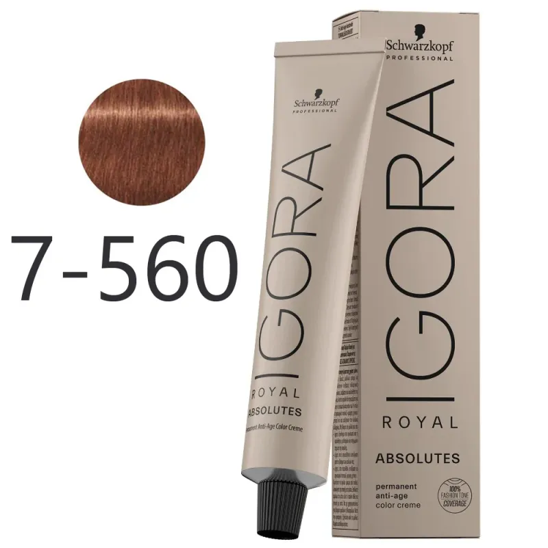 Schwarzkopf - Tinte Igora Royal Absolutes 7-560 Rubio Medio Dorado Marrón Original 60 ml