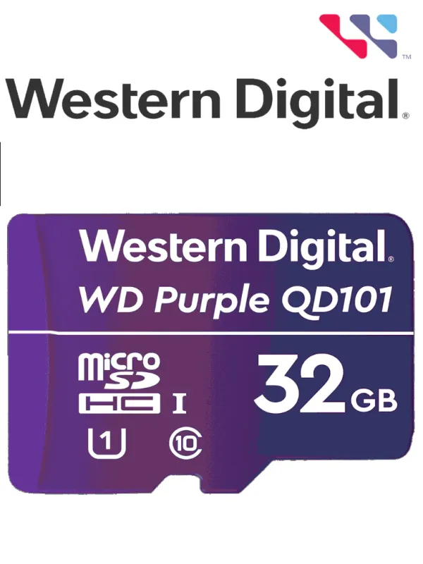 WESTERN WDD032G1P0C- Memoria de 32GB Diminuto SDHC/ Linea Purple/ Clase 10 U1/ Lectura 50MB/ Escritura 40MB/ Especializada...