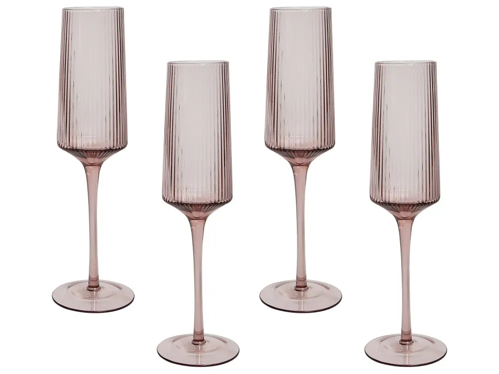 Set 4 Champagne Flutes AMETHYST Pink