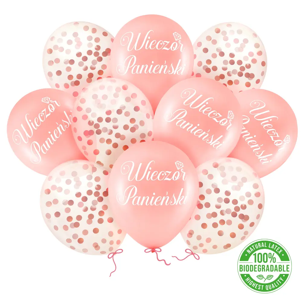 Globos biodegradables despedida de soltera oro rosa con confeti 12 pulgadas 10 piezas Depositar