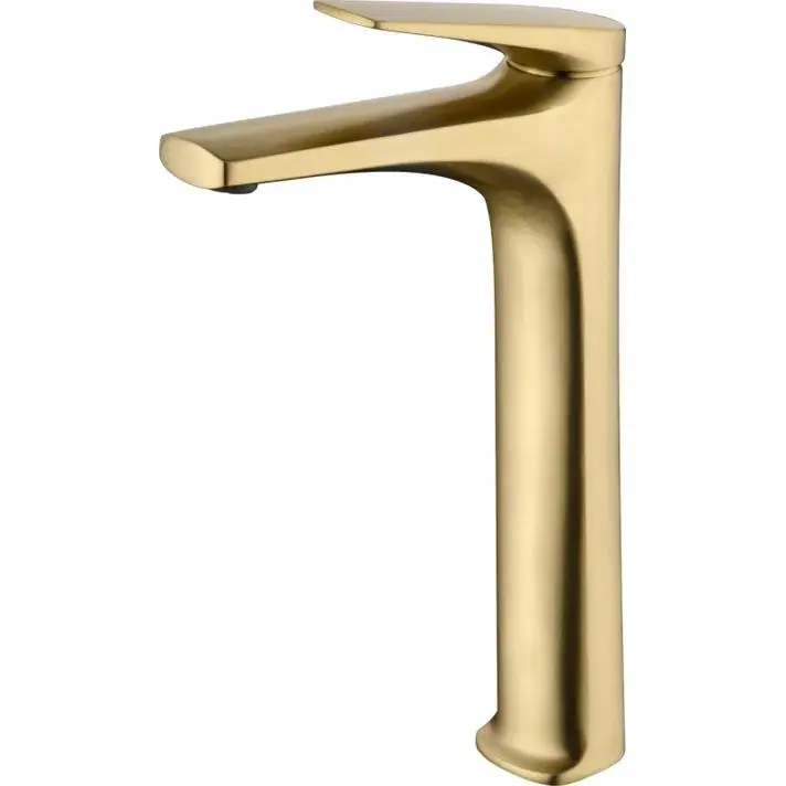 Mice - grifo monomando con caño alto para lavabo de latón oro cepillado Mice Collection